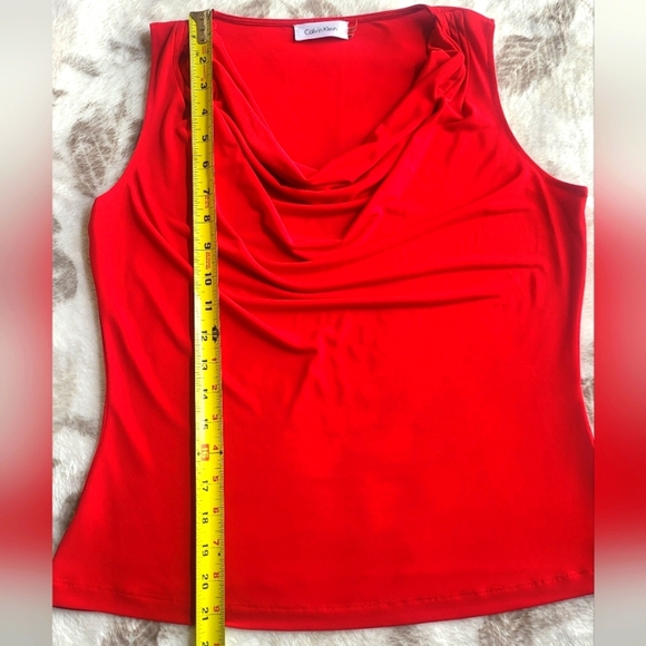 Calvin Klein Red Ruched Sleeveless Tank Top. Size M - Picture 7 of 7